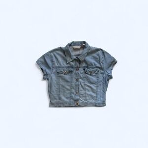 Light blue denim cropped shirt size‎ S by Bonjour